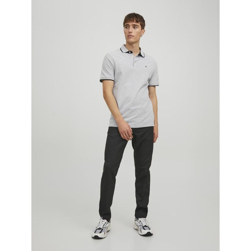 JACK & JONES Polo Plain Shirt Collar Polo - XS Grigio (Light Grey/Melange) JACK & JONES Polo Plain Shirt Collar Polo - XS Grigio (Light Grey/Melange)