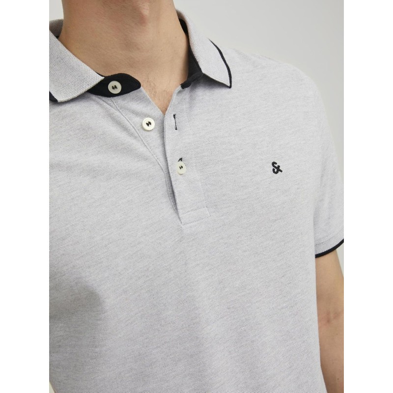 JACK & JONES Polo Plain Shirt Collar Polo - XS Grigio (Light Grey/Melange) JACK & JONES Polo Plain Shirt Collar Polo - XS Grigio (Light Grey/Melange)