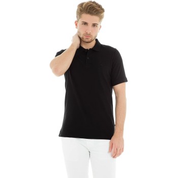 JACK & JONES Polo Plain Shirt Collar Polo - M Nero (Black Detail: Slim Fit)