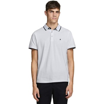 JACK & JONES Polo Plain Shirt Collar Polo - XXL Bianco (White Detail: Slim Fit)