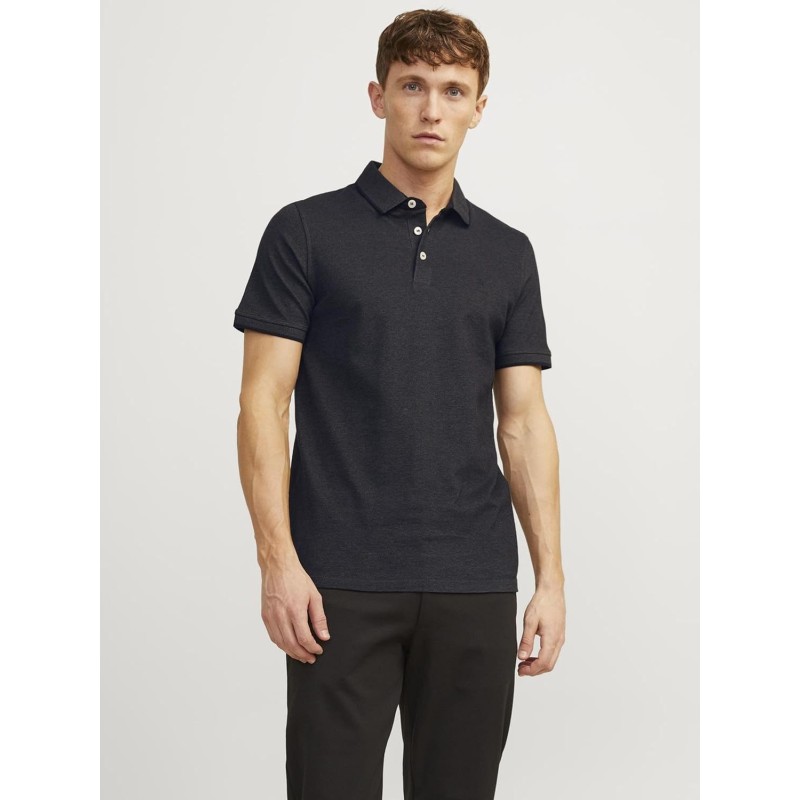 JACK & JONES Polo Plain Shirt Collar Polo - M Grigio (Dark Grey Melange Detail: Slim Fit - Melange) JACK & JONES Polo Plain Shirt Collar Polo - M Grigio (Dark Grey Melange Detail: Slim Fit - Melange)