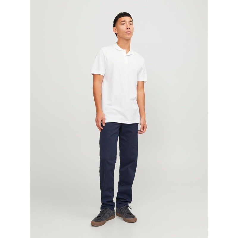 JACK & JONES Polo Plain Shirt Collar Polo - L Bianco (White Detail: Slim Fit) JACK & JONES Polo Plain Shirt Collar Polo - L Bianco (White Detail: Slim Fit)
