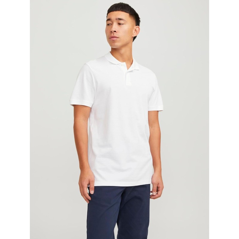 JACK & JONES Polo Plain Shirt Collar Polo - M Bianco (White Detail: Slim Fit) JACK & JONES Polo Plain Shirt Collar Polo - M Bianco (White Detail: Slim Fit)