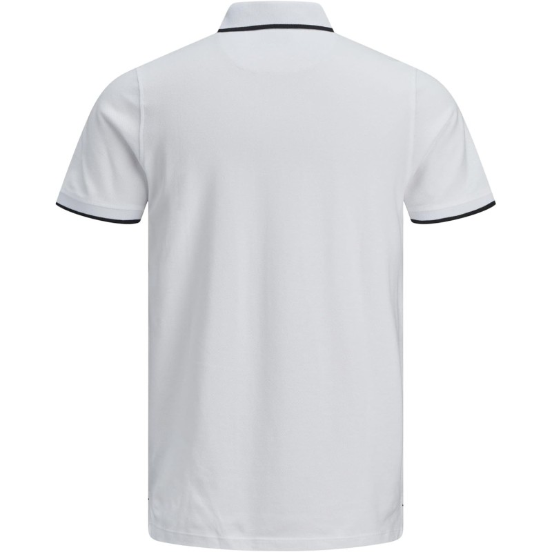 JACK & JONES Polo Plain Shirt Collar Polo - M Bianco (White Detail: Slim Fit) JACK & JONES Polo Plain Shirt Collar Polo - M Bianco (White Detail: Slim Fit)