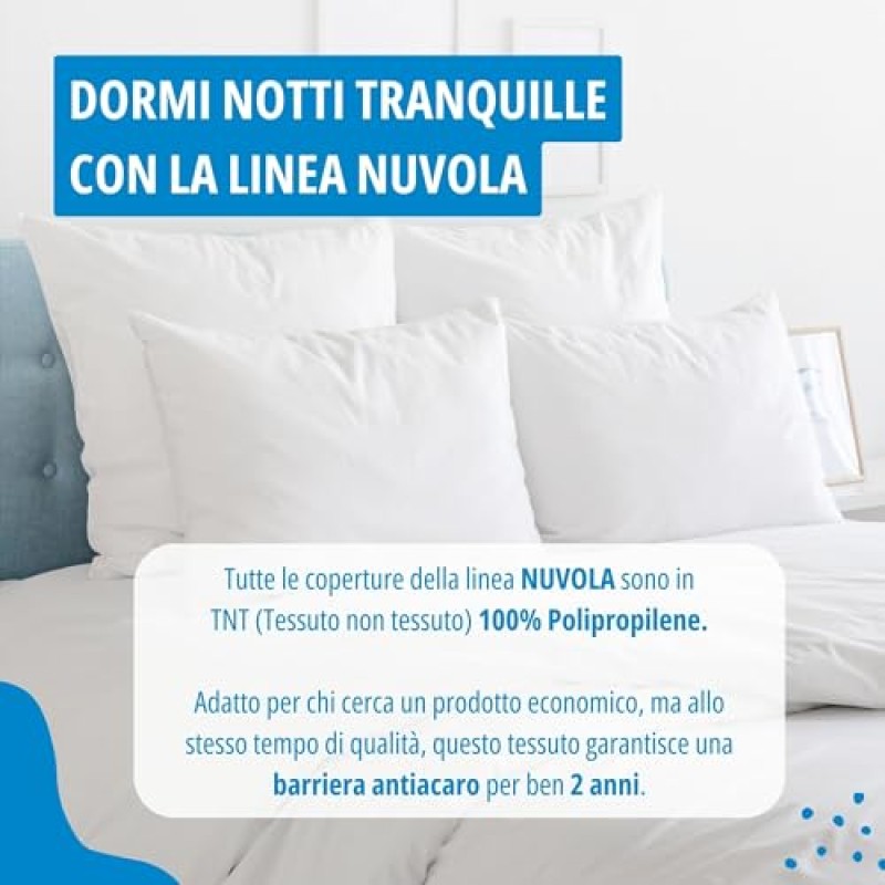 Allergosystem 2pz Federe Copricuscini Letto Matrimoniale Antiacaro 50x80cm - Dispositivo Medico Antiacaro e Anallergico MADE IN ITALY - Linea Nuvola - 50x80 cm (2-Pack)
