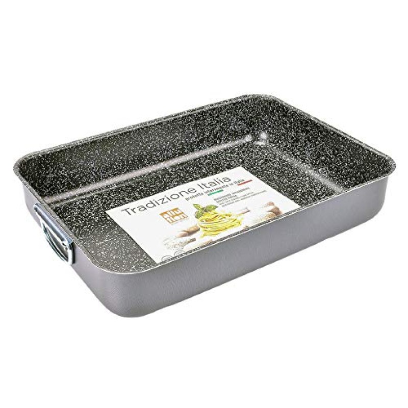 Alluflon Teglia per lasagne Tradition Italy in alluminio, nera, 42 x 29,5 x 7,5 cm - 40x28cm