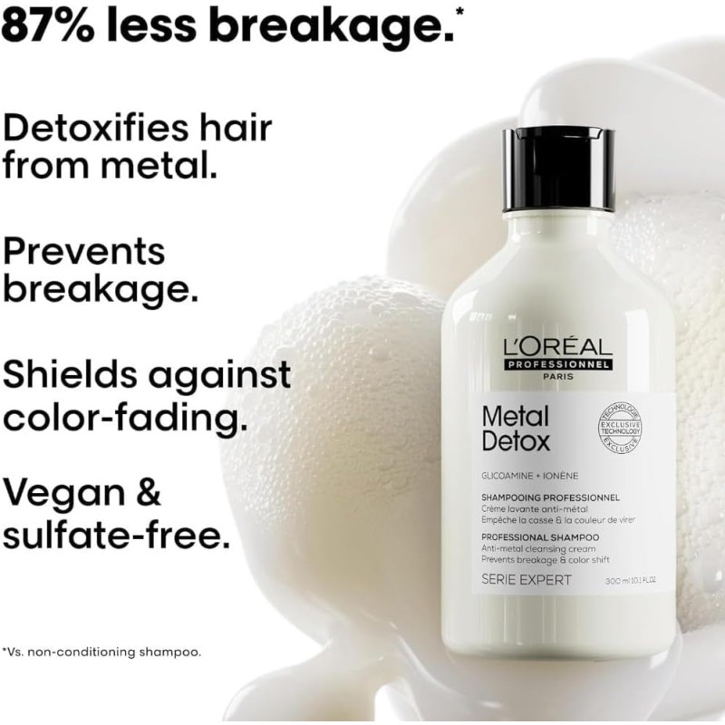 L'Oréal Professionnel Paris | Shampoo Ristrutturante per Tutti i Tipi di Capelli Danneggiati, Rischio di Rottura Ridotto, Colore Protetto, Chioma Lucente&Setosa, Senza Solfati, Metal Detox L'Oréal Professionnel Paris | Shampoo Ristrutturante per Tutti i Tipi di Capelli Danneggiati, Rischio di Rottura Ridotto, Colore Protetto, Chioma Lucente&Setosa, Senza Solfati, Metal Detox