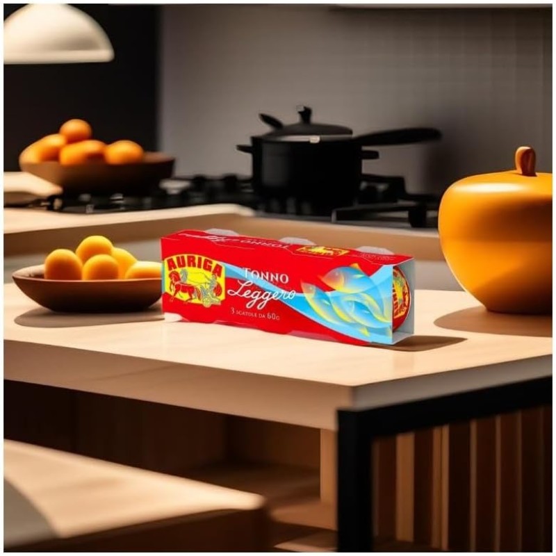 Tonno Auriga leggero 60grx3 all'olio di oliva. Non serve sgocciolare, -50% di grassi. - 180 g (Confezione da 1)
