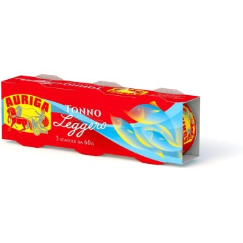 Tonno Auriga leggero 60grx3 all'olio di oliva. Non serve sgocciolare, -50% di grassi. - 180 g (Confezione da 1) Tonno Auriga leggero 60grx3 all'olio di oliva. Non serve sgocciolare, -50% di grassi. - 180 g (Confezione da 1)