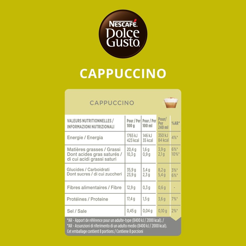 NESCAFÉ DOLCE GUSTO Cappuccino, 6 Confezioni da 16 Capsule (96 Capsule Compatibili Nescafé Dolce Gusto) NESCAFÉ DOLCE GUSTO Cappuccino, 6 Confezioni da 16 Capsule (96 Capsule Compatibili Nescafé Dolce Gusto)