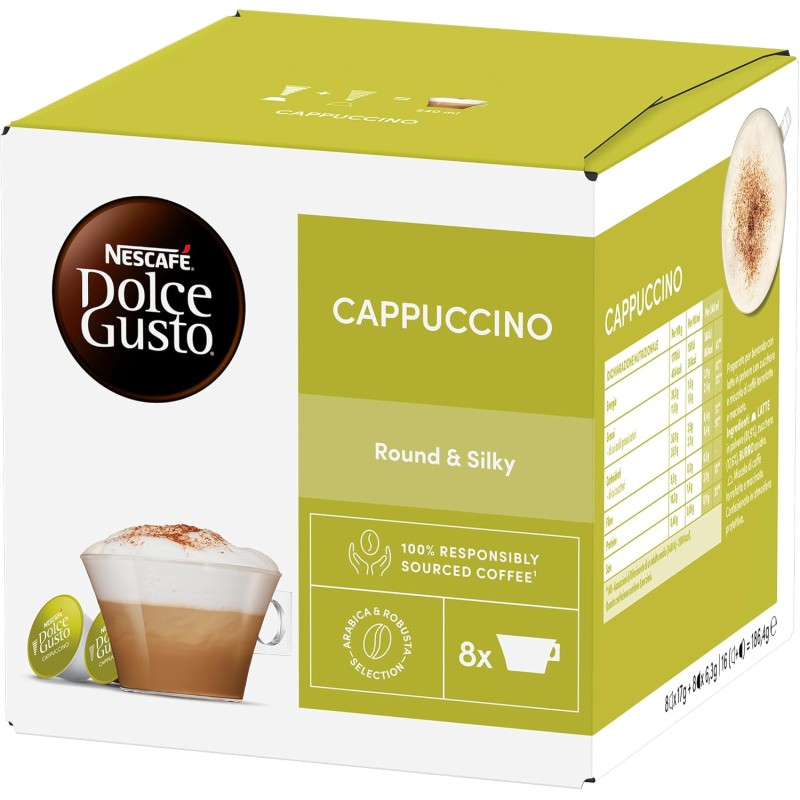 NESCAFÉ DOLCE GUSTO Cappuccino, 6 Confezioni da 16 Capsule (96 Capsule Compatibili Nescafé Dolce Gusto) NESCAFÉ DOLCE GUSTO Cappuccino, 6 Confezioni da 16 Capsule (96 Capsule Compatibili Nescafé Dolce Gusto)