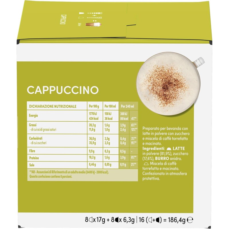 NESCAFÉ DOLCE GUSTO Cappuccino, 6 Confezioni da 16 Capsule (96 Capsule Compatibili Nescafé Dolce Gusto) NESCAFÉ DOLCE GUSTO Cappuccino, 6 Confezioni da 16 Capsule (96 Capsule Compatibili Nescafé Dolce Gusto)