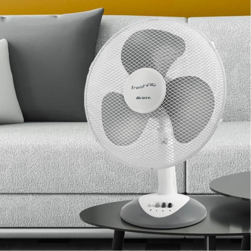 Ariete 847 Ventilatore da Tavolo, 3 velocità, Elica a 3 Pale, Funzione Oscillazione e Inclinazione, 40 W, Plastica, Bianco