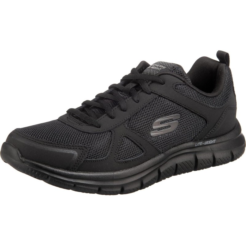 Skechers Track-scloric 52631-bbk, Sneakers Basse Uomo - 42 EU Black Leather Mesh Pu Trim Skechers Track-scloric 52631-bbk, Sneakers Basse Uomo - 42 EU Black Leather Mesh Pu Trim
