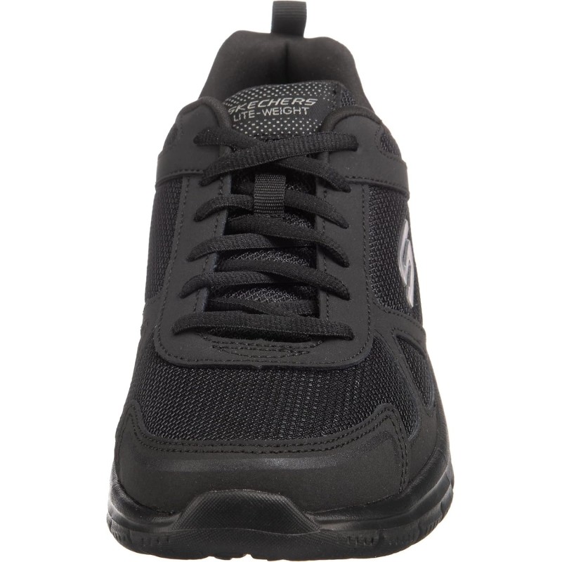 Skechers Track-scloric 52631-bbk, Sneakers Basse Uomo - 42 EU Black Leather Mesh Pu Trim Skechers Track-scloric 52631-bbk, Sneakers Basse Uomo - 42 EU Black Leather Mesh Pu Trim