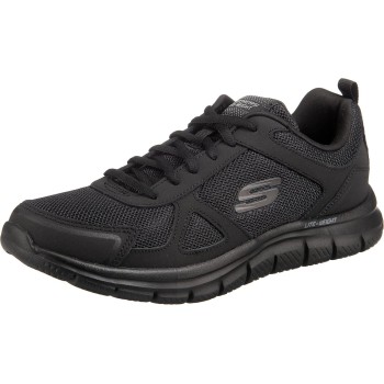 Skechers Track-scloric 52631-bbk, Sneakers Basse Uomo - 42 EU Black Leather Mesh Pu Trim