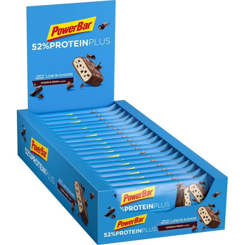 Powerbar 52% Protein Plus Cookies&Cream 20x50g - Barretta ad alto contenuto proteico e a basso contenuto di zuccheri - 20x50g