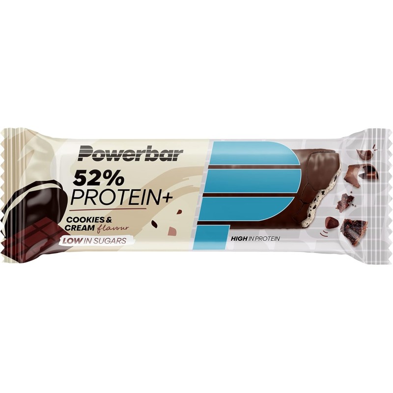 Powerbar 52% Protein Plus Cookies&Cream 20x50g - Barretta ad alto contenuto proteico e a basso contenuto di zuccheri - 20x50g