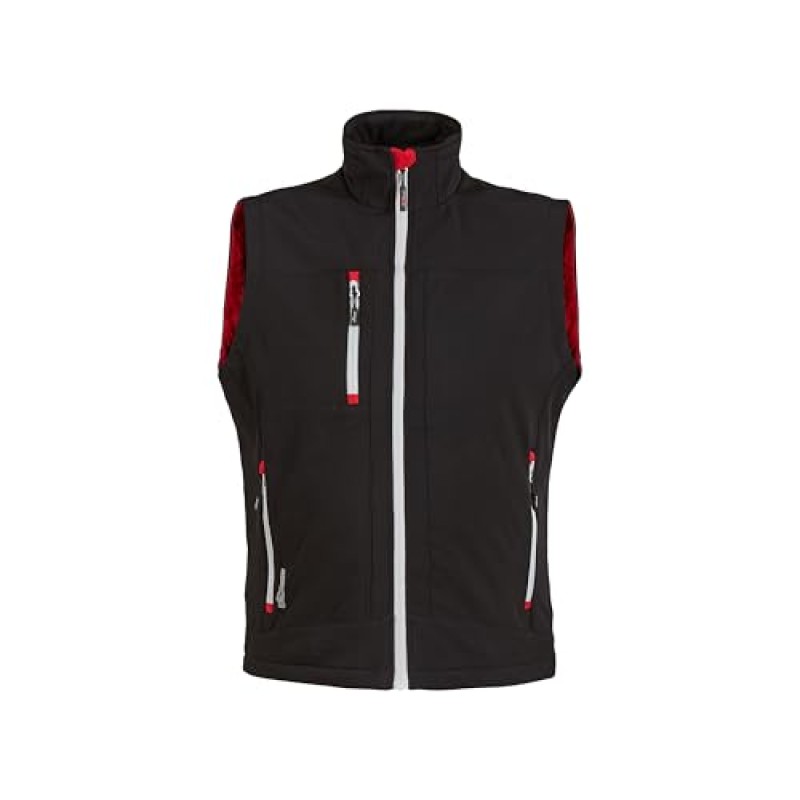 U-POWER | Gilet da Lavoro CLIMB, in Tessuto Soft Shell Stretch Traspirante Antivento e Idrorepellente, tasche frontali e portacellulare, fondo sagomato, 96% Poliestere 4% Elastane - L BLACK CARBON