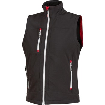 U-POWER | Gilet da Lavoro CLIMB, in Tessuto Soft Shell Stretch Traspirante Antivento e Idrorepellente, tasche frontali e portacellulare, fondo sagomato, 96% Poliestere 4% Elastane - L BLACK CARBON