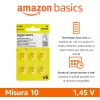 Amazon Basics Confezione da 60 batterie zinco-aria per apparecchi acustici, misura 10, 1,45 Volt, linguetta gialla, durata 4 anni, Confezione Sicura per Bambini (Usare le Forbici per Aprire)