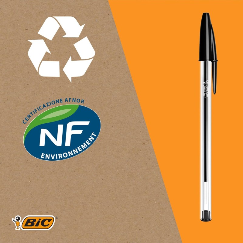 BIC Cristal Original, Penne a Sfera, Inchiostri Blu, Nero, Verde e Rosso, Punta Media (1.0 mm), Confezione 20 Penne Economiche, Cancelleria Scuola e Ufficio - 10 unità (Confezione da 2)