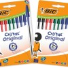 BIC Cristal Original, Penne a Sfera, Inchiostri Blu, Nero, Verde e Rosso, Punta Media (1.0 mm), Confezione 20 Penne Economiche, Cancelleria Scuola e Ufficio - 10 unità (Confezione da 2)
