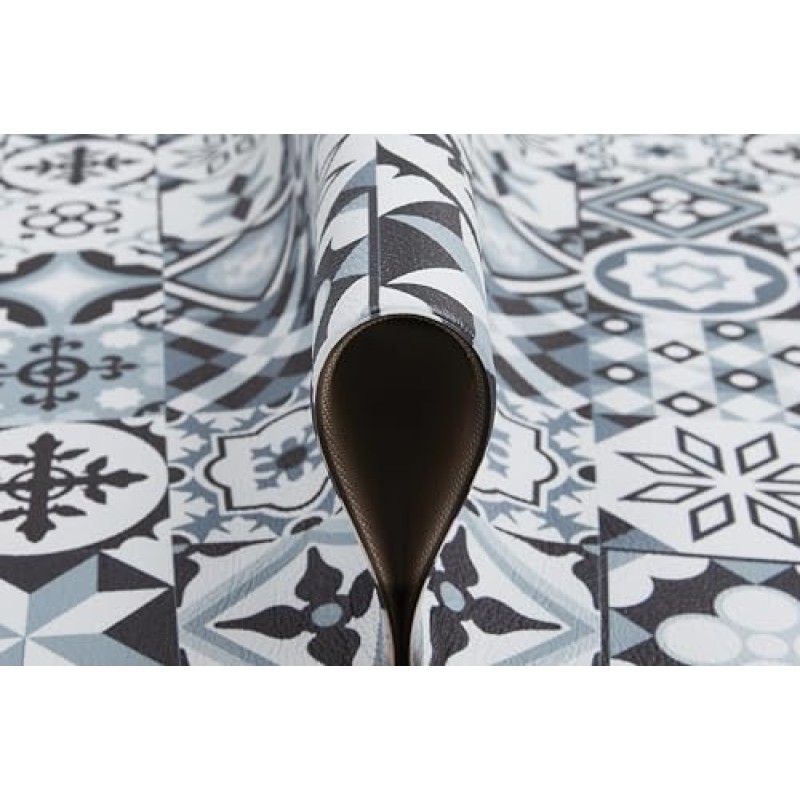 andiamo - Tappeto da Cucina in PVC con Superficie Liscia e Design Colorati, di Facile Manutenzione, Resistente e Privo di Sostanze nocive, Colore: Grigio, Dimensioni: 50 x 150 cm - 50 x 150 cm Grau