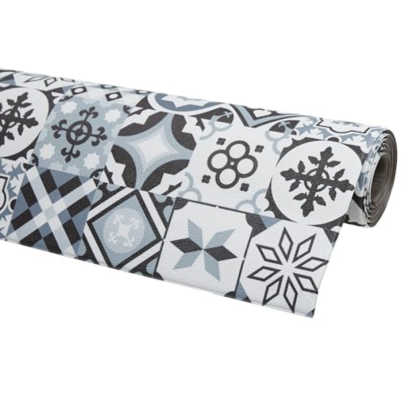 andiamo - Tappeto da Cucina in PVC con Superficie Liscia e Design Colorati, di Facile Manutenzione, Resistente e Privo di Sostanze nocive, Colore: Grigio, Dimensioni: 50 x 150 cm - 50 x 150 cm Grau