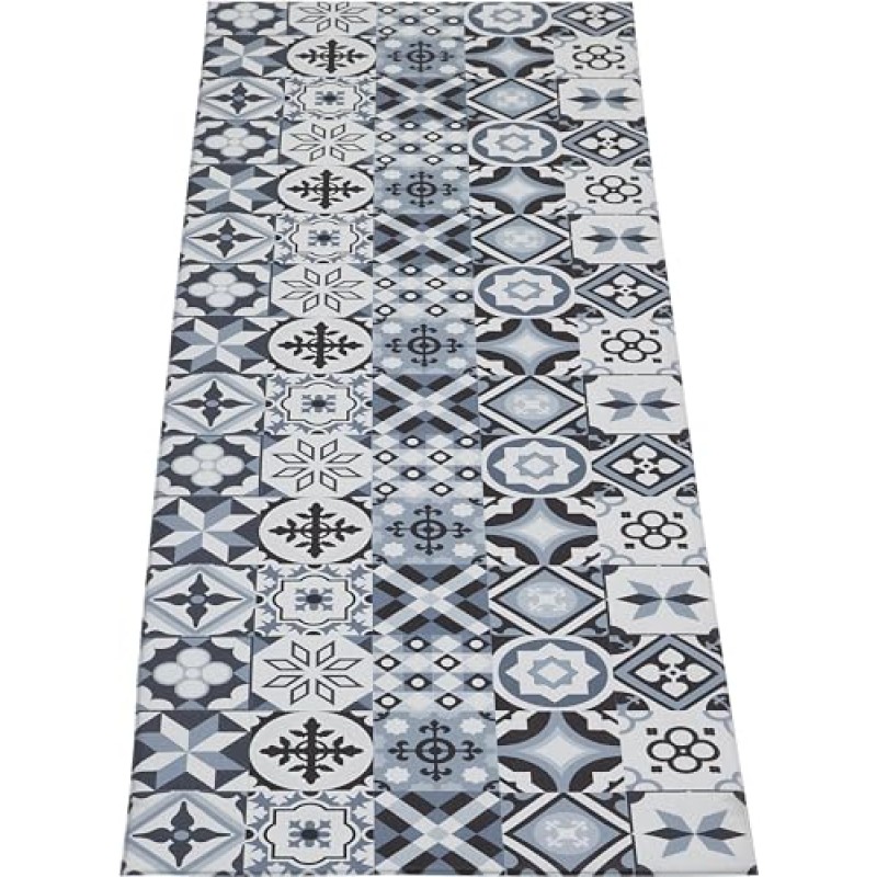 andiamo - Tappeto da Cucina in PVC con Superficie Liscia e Design Colorati, di Facile Manutenzione, Resistente e Privo di Sostanze nocive, Colore: Grigio, Dimensioni: 50 x 150 cm - 50 x 150 cm Grau