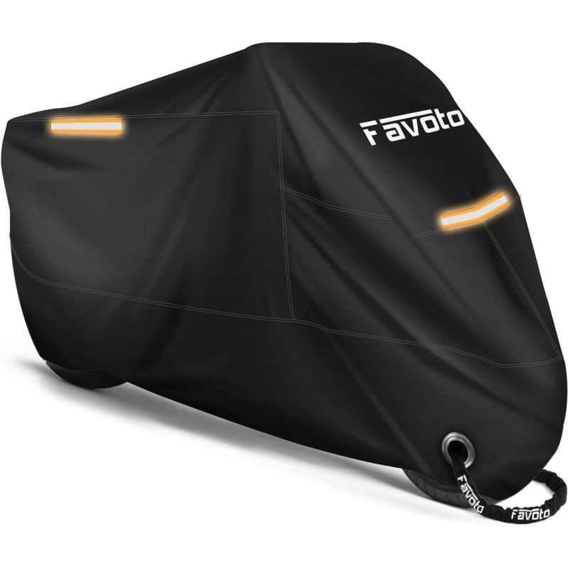 Favoto Telo Coprimoto Resistente a Acqua, Polvere, Pioggia, Vento, Escrementi di Uccelli, Copertura Antifurto per Moto Motorino Motocicletta Scooter - 245 * 105 * 125cm (XXL)
