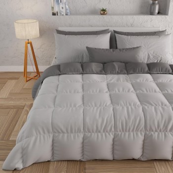 PETTI Artigiani Italiani - Trapunta Matrimoniale Invernale, Piumone Matrimoniale, Tinta Unita Double Face Grigio 100% Made in Italy - Matrimoniale Grigio
