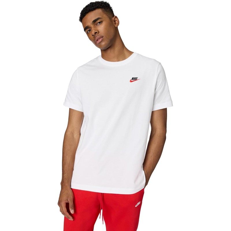 Nike M NSW Club Tee Maglietta Uomo (Pacco da 1) - XXL White Black University Red Nike M NSW Club Tee Maglietta Uomo (Pacco da 1) - XXL White Black University Red