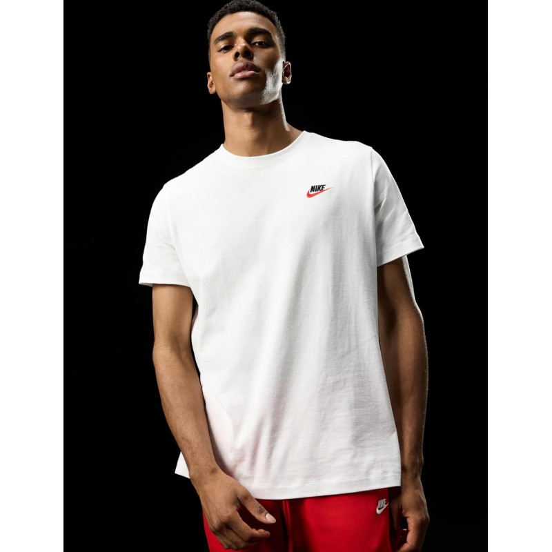 Nike M NSW Club Tee Maglietta Uomo (Pacco da 1) - XXL White Black University Red Nike M NSW Club Tee Maglietta Uomo (Pacco da 1) - XXL White Black University Red