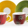 Excelsa Afrika Set 6 Tazzine Da Caffè Con Piattino 90 Ml, Porcellana, Multicolore, ‎6 x 6 x 5 cm 1.26 Kg