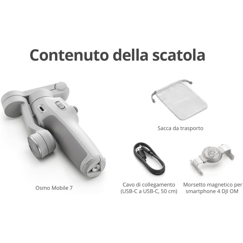 DJI Osmo Mobile 7 Stabilizzatore per iPhone, Android, Treppiede integrato, Ultra-leggero, Stabilizzatore 3 assi per smartphone, ActiveTrack 7.0, ShotGuides, Editing a un tocco, 10 ore di autonomia DJI Osmo Mobile 7 Stabilizzatore per iPhone, Android, Treppiede integrato, Ultra-leggero, Stabilizzatore 3 assi per smartphone, ActiveTrack 7.0, ShotGuides, Editing a un tocco, 10 ore di autonomia