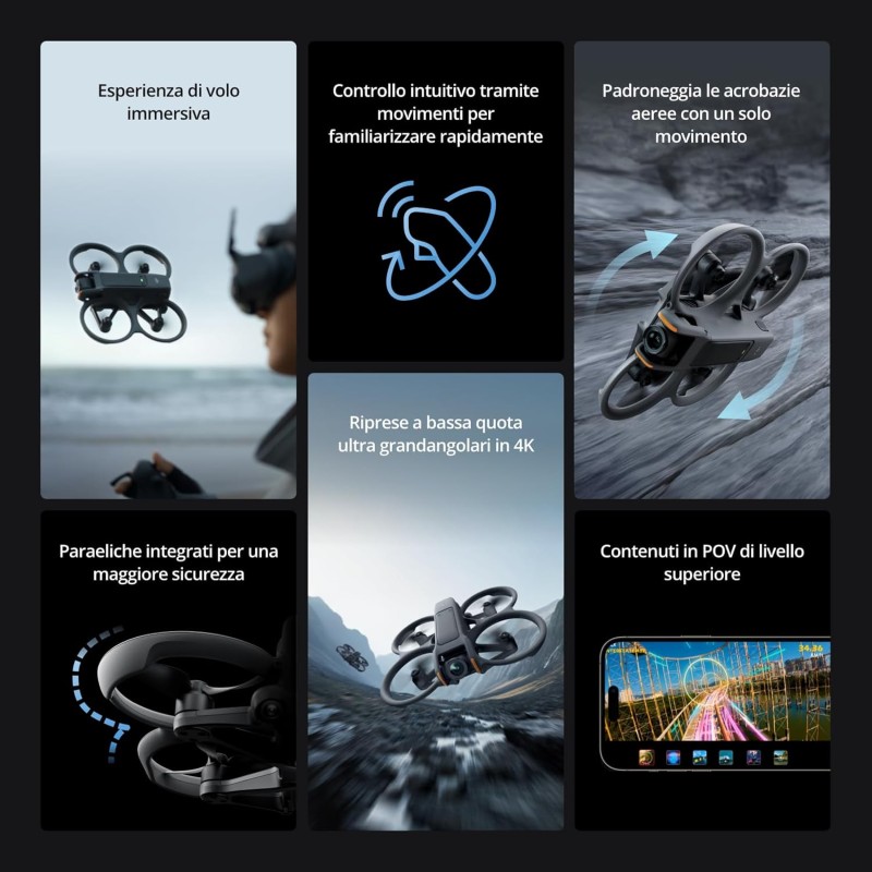 DJI Avata 2 Combo Explorer (tre batterie), drone FPV con fotocamera 4K, esperienza immersiva, paraeliche integrati, FOV da 155°, drone con fotocamera con Goggles Integra e RC Motion 2 DJI Avata 2 Combo Explorer (tre batterie), drone FPV con fotocamera 4K, esperienza immersiva, paraeliche integrati, FOV da 155°, drone con fotocamera con Goggles Integra e RC Motion 2