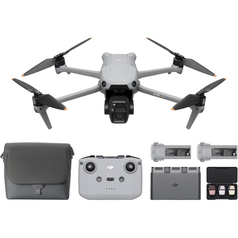 DJI Air 3S Combo Fly More (RC-N3), drone con grandangolare CMOS 1" e teleobiettivo medio, video HDR 4K/60fps, rilevamento omnidirezionale ostacoli in notturna e 3 batterie per volare più a lungo DJI Air 3S Combo Fly More (RC-N3), drone con grandangolare CMOS 1" e teleobiettivo medio, video HDR 4K/60fps, rilevamento omnidirezionale ostacoli in notturna e 3 batterie per volare più a lungo
