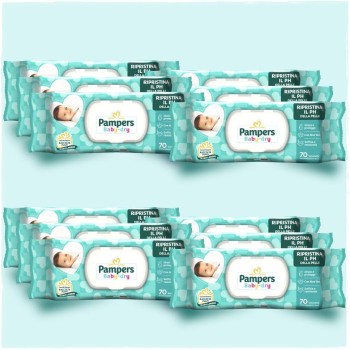 Pampers Baby Dry Salviette neonato, 840 unità (12 confezioni) – Salviettine senza Sapone, senza Alcool - con Sistema Igienizzante - Ripristinano il pH naturale della pelle