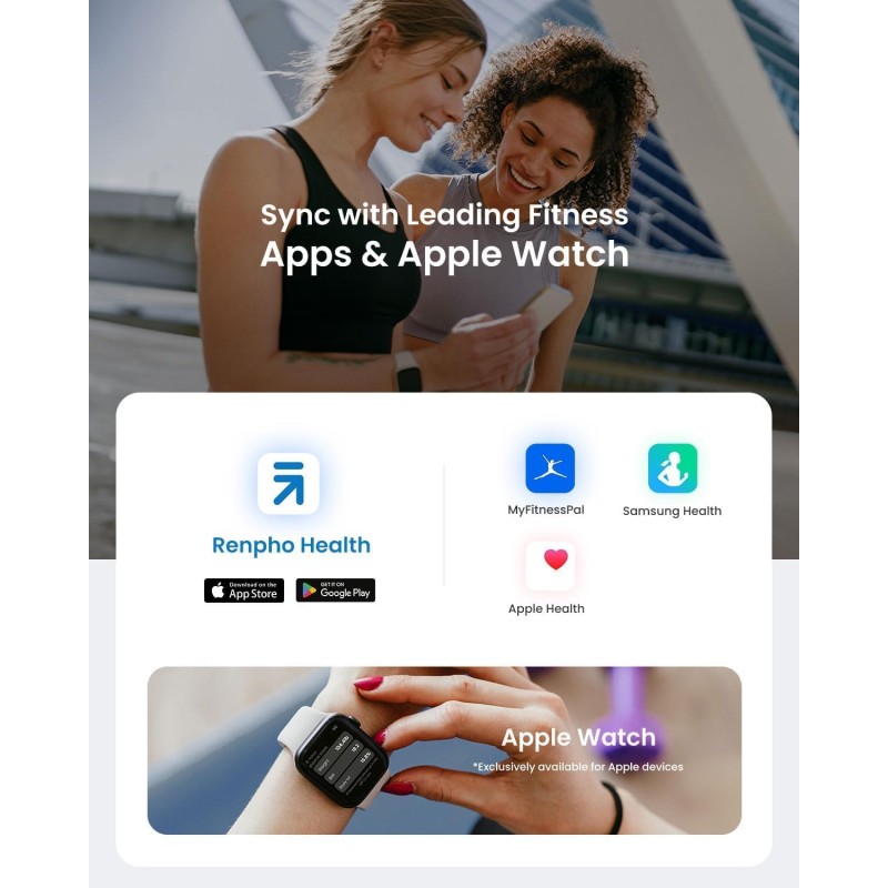 Bilancia Pesapersone Digitale RENPHO Bilancia Impedenziometrica Professionale, Bilancia Smart per iOS e Android, Ricarica USB, 13 Indici, Altamente Preciso,180KG - 280mm/11" Nero-USB