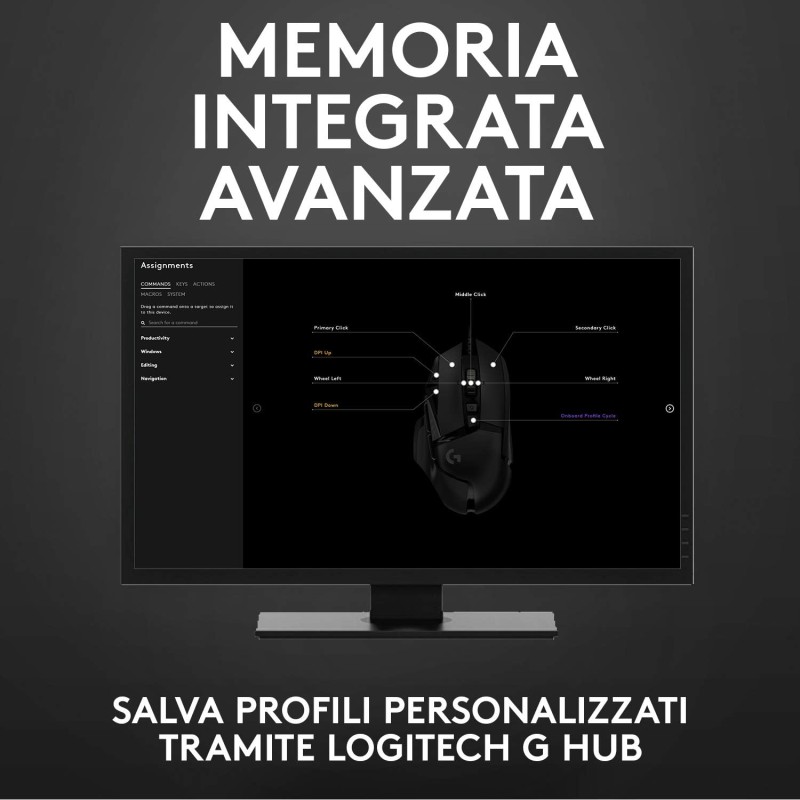 Logitech G G502 HERO Mouse Gaming Prestazioni Elevate, Sensore HERO 25K, 25.600 DPI, RGB, Pesi Regolabili, 11 Pulsanti Programmabili, Memoria Integrata, PC/Mac/Laptop, Nero