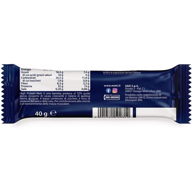 Matt Barretta Proteica Power Protein Cocco con Cioccolato Svizzero, 35g