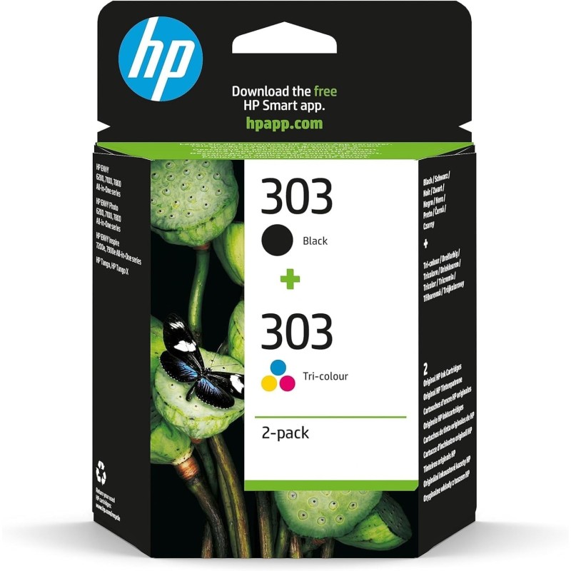 HP 303 Nero e Tricromia, 3YM92AE, Confezione da 2 Cartucce Originali, Compatibili con Stampanti Tango e Tango X, Envy 6220, 6230, 7130 e 7830