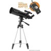 Celestron 22030 Travel Scope Telescopio rifrattore portatile con obiettivo 80mm, ottica in vetro completamente rivestita, pacchetto software di astronomia bonus e adattatore smartphone per digiscopia - 80mm with Software and Smartphone Adapter