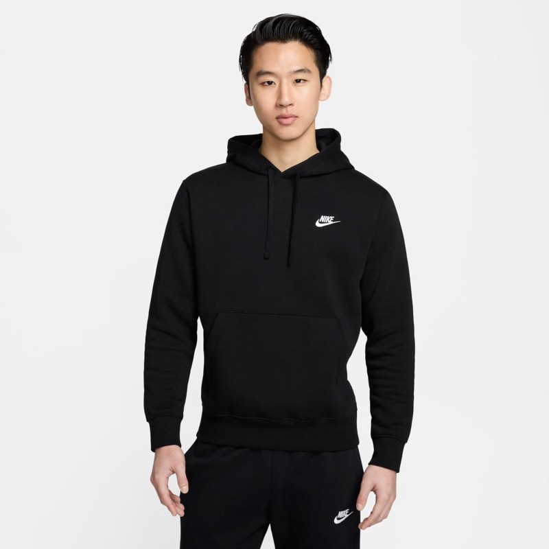 Nike M NSW Club Hoodie Po BB Maglia Lunga Uomo - S Black/Black/(White)