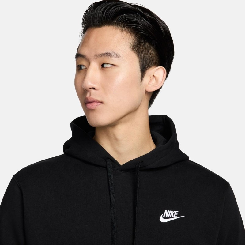 Nike M NSW Club Hoodie Po BB Maglia Lunga Uomo - M Black/Black/(White)