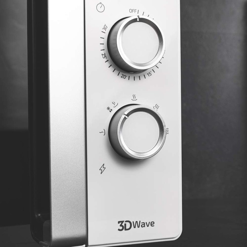 Cecotec Forno a Microonde ProClean 401 da 23 Litri, 700 W, con rivestimento Ready2Clean per una migliore pulizia, tecnologia 3DWave, Design elegante con porta FullCrystal - 23 L Bianco