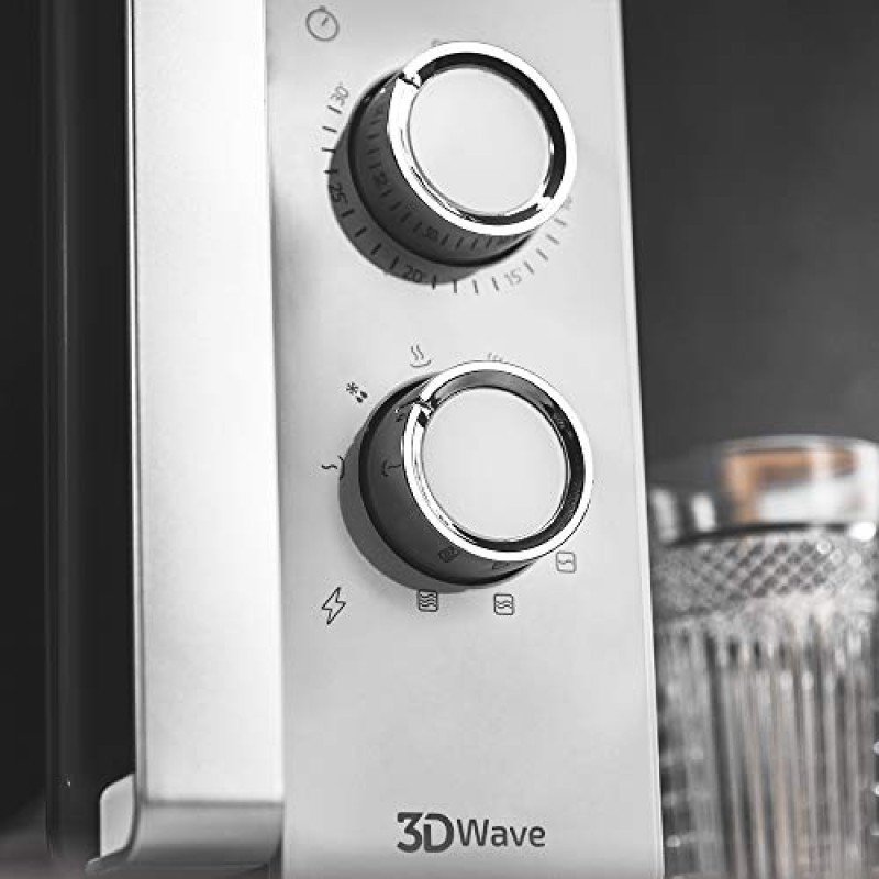 Cecotec Forno a Microonde con Grill ProClean 4110 da 23 Litri, 700W di potenza, 800W di Grill, rivestimento Ready2Clean, tecnologia 3D Wave, timer 30mins, porta Full Crystal - 23 L Bianco