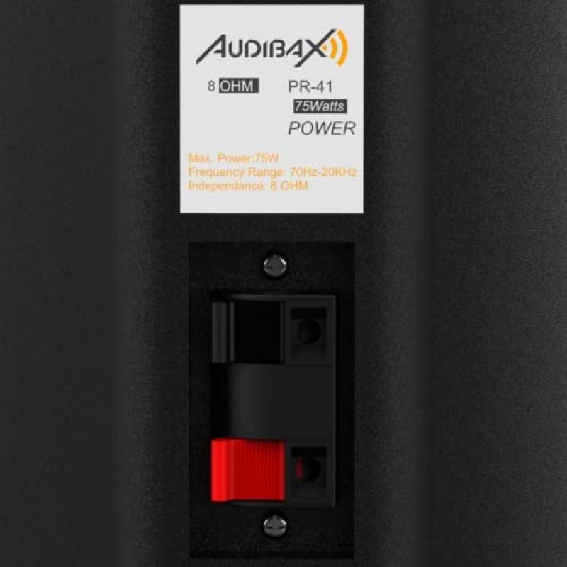 Audibax Pícolo PR-41 - Diffusori Passivi da Scaffale HiFi - Coppia di Altoparlanti Stereo a 2 Vie - Rinforzo 75W - Montaggio a Parete Incluso - Altoparlanti con Woofer da 4" - Suono Surround - Nero