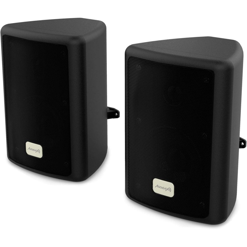 Audibax Pícolo PR-41 - Diffusori Passivi da Scaffale HiFi - Coppia di Altoparlanti Stereo a 2 Vie - Rinforzo 75W - Montaggio a Parete Incluso - Altoparlanti con Woofer da 4" - Suono Surround - Nero